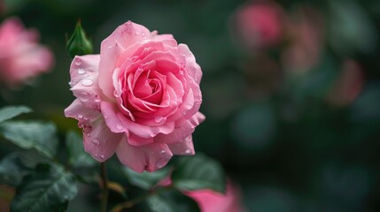 Fototapeta premium Close up shot of a pink rose flower