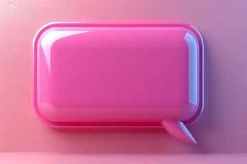 Pink rectangular message bubble with rounded corners on a textured pink background