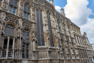Fototapeta premium Impressive medieval building of the Ghent Town Hall Belgium It is one of the most popular places in the city