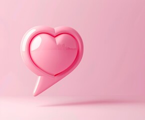 Heart icon speech bubble against pink background conveying love and communication