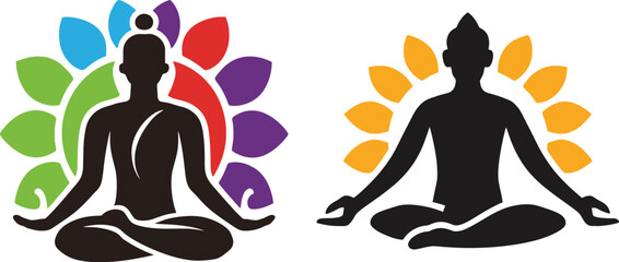 yoga logo icon silhouette vector art illustration