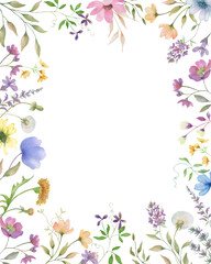  Watercolor floral frame. Hand drawn illustration isolated on white background. Vector EPS.