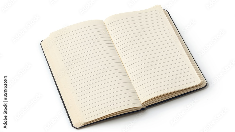 Poster office notebook with lined paper opened on white background