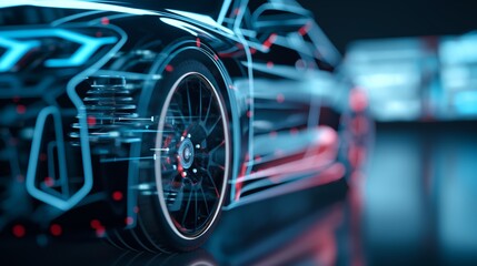 Futuristic electric car showcasing advanced technology and innovative design, highlighting the sleek exterior and high-tech features.