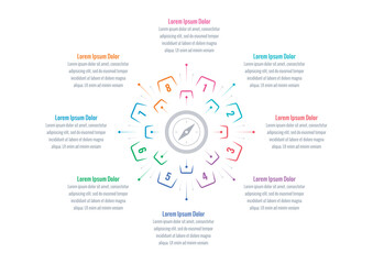 cogwheel infographic template. Infographic template for industry, education, business and science. Magazine, annual report information template. eight steps information template