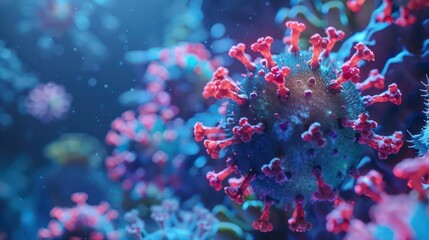 Naklejka premium A detailed hologram of a virus structure, shown in a closeup scientific exploration