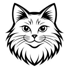 Persian cat face vector silhouette illustration svg file
