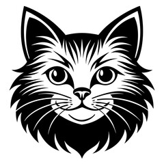 Fototapeta premium Persian cat face vector silhouette illustration svg file 