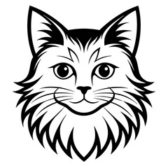 Persian cat face vector silhouette illustration svg file
