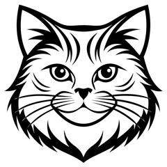 Persian cat face vector silhouette illustration svg file
