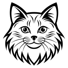 Persian cat face vector silhouette illustration svg file
