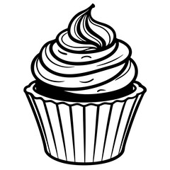 hand drawn cupcake vector silhouette illustration svg file
