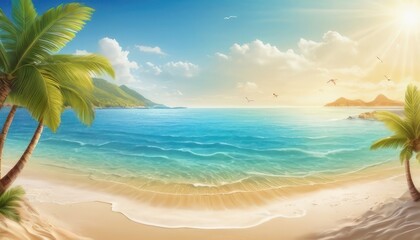 Fototapeta premium happy summer beach vector background 