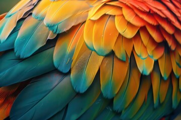 Obraz premium A hightech zoos digital interface showcasing a vibrant closeup of an exotic birds feathers