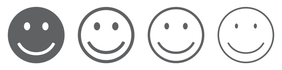 Set of smiley. Smiling face icon, cute smile. Happy emotion sign, emoticon symbol. Vector illustration.