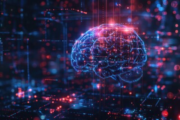 Obraz premium An abstract digital brain representing artificial intelligence optimizing business operations