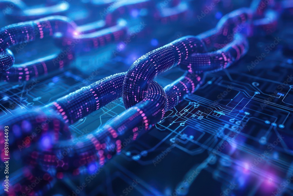 Poster hightech closeup of abstract, minimalist blockchain networks with a futuristic feel