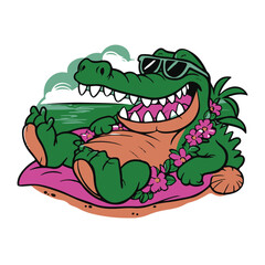 Typography t shirt design with crocodile image