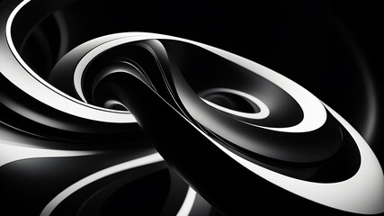 A sophisticated and sleek swirl in black and white. The design should emphasize smooth curves and gradients, creating a minimalist yet striking visual. This would be perfect for a stylish and elegant 