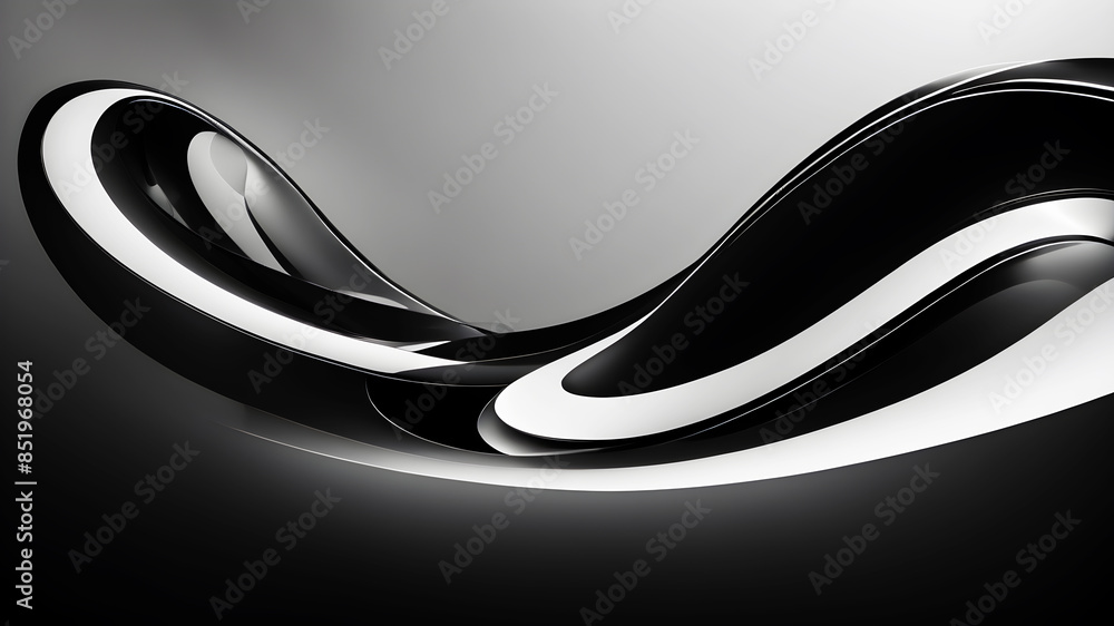 Poster a sophisticated and sleek swirl in black and white. the design should emphasize smooth curves and gr
