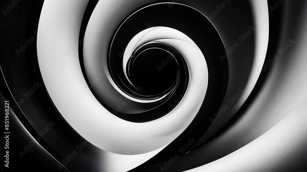 Poster a sophisticated and sleek swirl in black and white. the design should emphasize smooth curves and gr