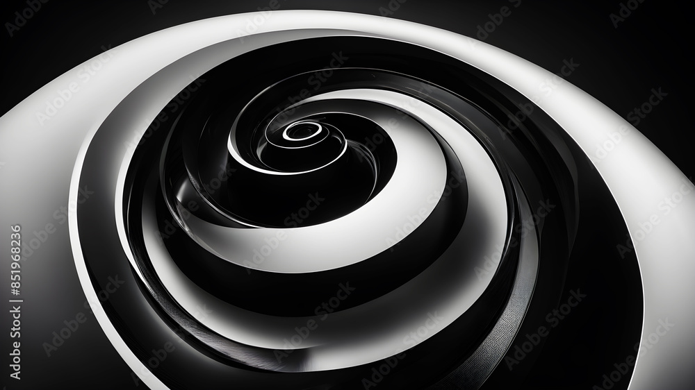 Poster a sophisticated and sleek swirl in black and white. the design should emphasize smooth curves and gr