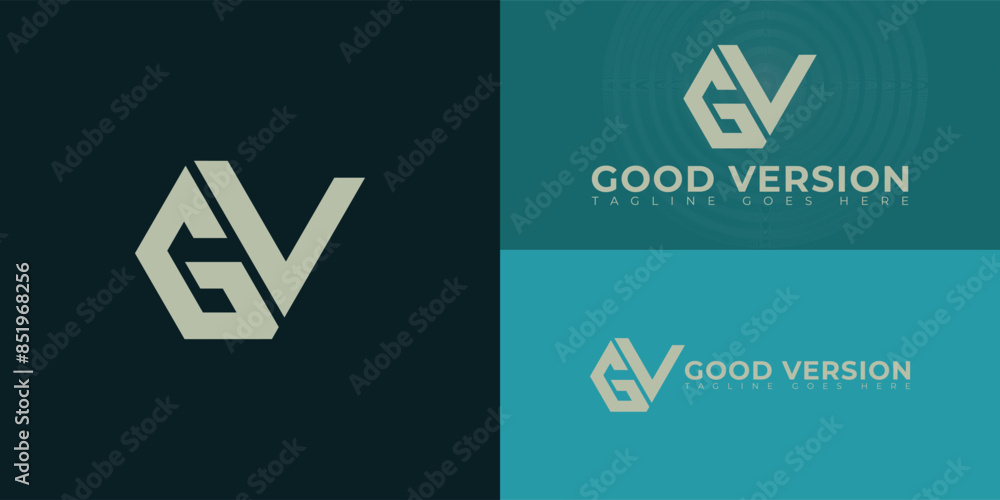 Aufkleber abstract initial letters gv or vg logo in gold color isolated on multiple background colors. the log