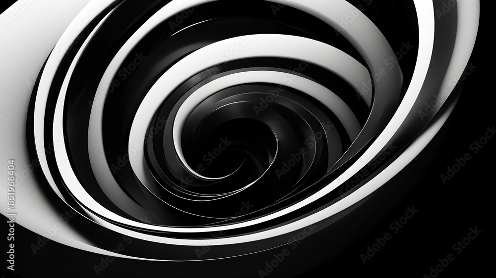 Poster a sophisticated and sleek swirl in black and white. the design should emphasize smooth curves and gr