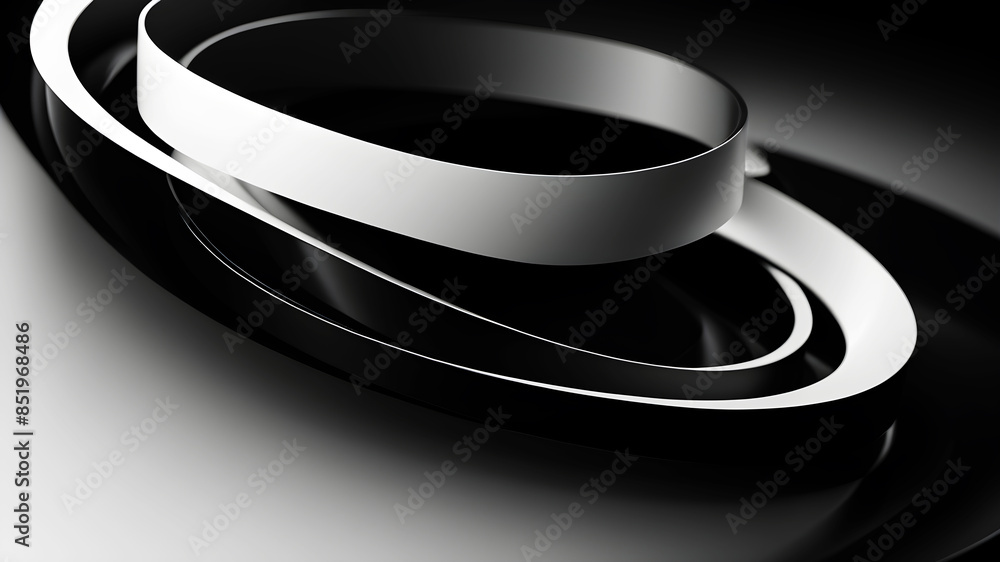 Poster a sophisticated and sleek swirl in black and white. the design should emphasize smooth curves and gr