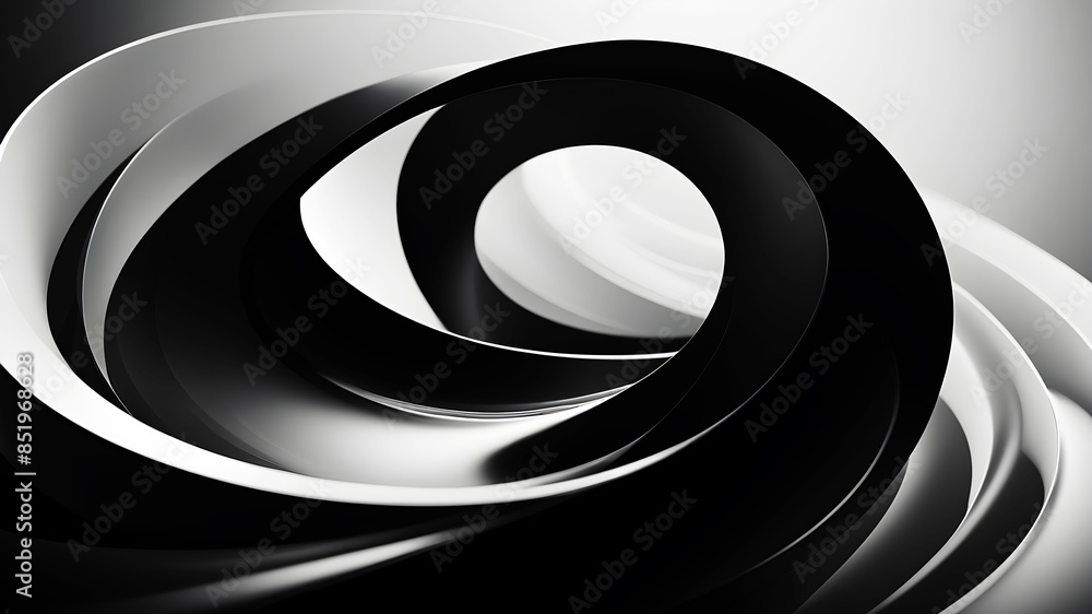 Poster a sophisticated and sleek swirl in black and white. the design should emphasize smooth curves and gr