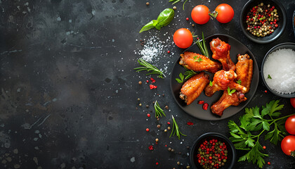 Chicken wings cooking background