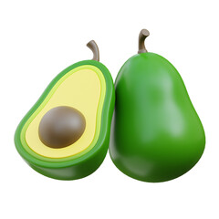 3D Avocado Icon Illustration Render