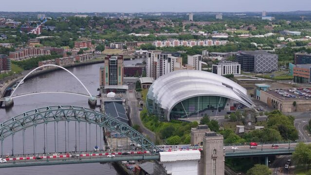 The Glasshouse International Centre for Music next to the Tyne River in Gateshead across from Newcastle