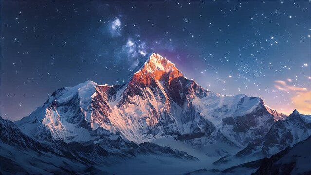 Majestic Mountain Peak Under a Starry Sky