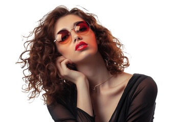 Stylish Fashion Model Striking Pose Isolated on Transparent Background