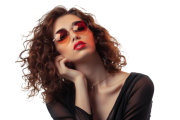 Stylish Fashion Model Striking Pose Isolated on Transparent Background