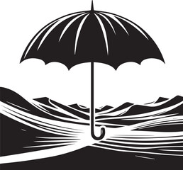 Umbrella Vector Illustration Silhouette. Simple icon Rain Protection on Cloudy environment