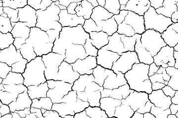 The texture of the cracks is white and black. Vector background. Cracked ground. Structure of cracks. Cracks in the texture of dry soil surface.