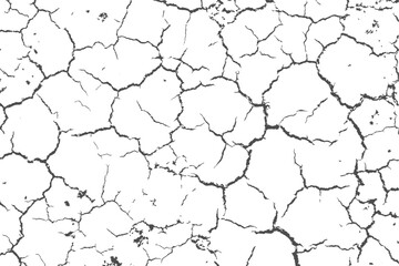 The texture of the cracks is white and black. Vector background. Cracked ground. Structure of cracks. Cracks in the texture of dry soil surface.