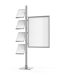 Blank Floor standing poster display holder snap frame stand, advertisement literature sign holder 3d rendered illustration.