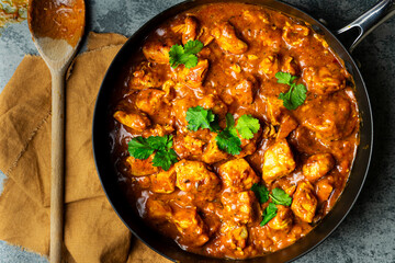 Chicken curry in pan