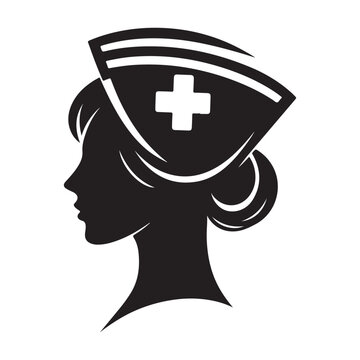 silhouette nurse profile wearing cap clip art preview