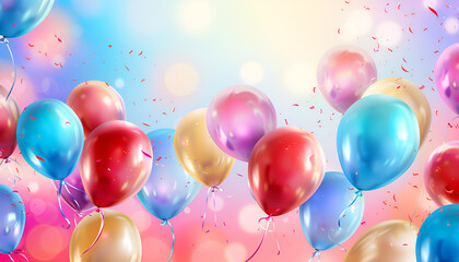 Multicolored baloons, party festive celebration background