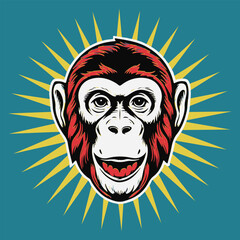 Monkey Head Vector Illustration T-shirts Design