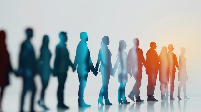 People of all colors walking together, inclusive business mindset values dignity and respect for all individuals