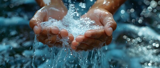 Hands under running water with soap suds, Simple yet effective visual emphasizing the importance of handwashing