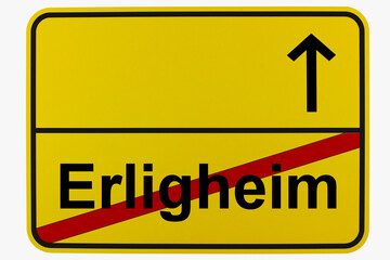 Illustration eines Ortsausgangsschildes von Erligheim in Baden-Württemberg	