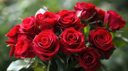 Obraz premium Lovely crimson roses a bunch of blooms denoting affection