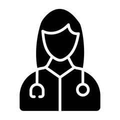 Female Doctor Glyph Icon