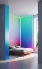 	
acrylic gradient panels with rounded corners on the wall, color scheme for wall decoration,	

